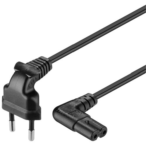 Goobay CEE 7/16 / IEC 60320 C7 3 m Nero CEE7/16 Accoppiatore C7 (Goobay Connection Cable EU Plug Angled - Black) Goobay CEE 7/16 / IEC 60320 C7, 3 m N