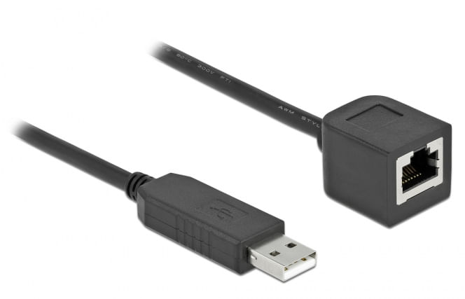 DeLOCK Cavo di connessione seriale con chipset FTDI, USB 2.0 Tipo-A maschio per RS-232 RJ45 femmina 2 m nero