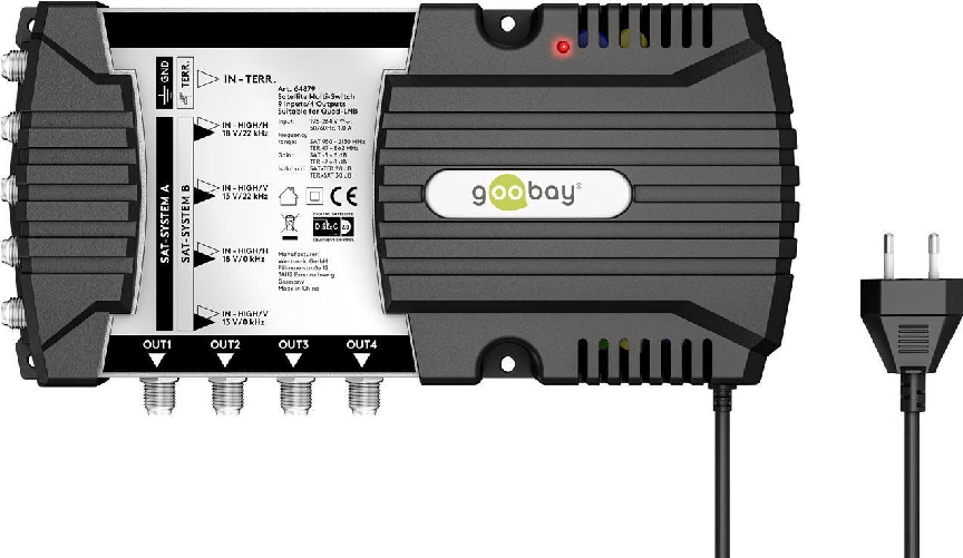 Wentronic Multiswitch satellitare Goobay 9 ingressi/4 uscite (64879)