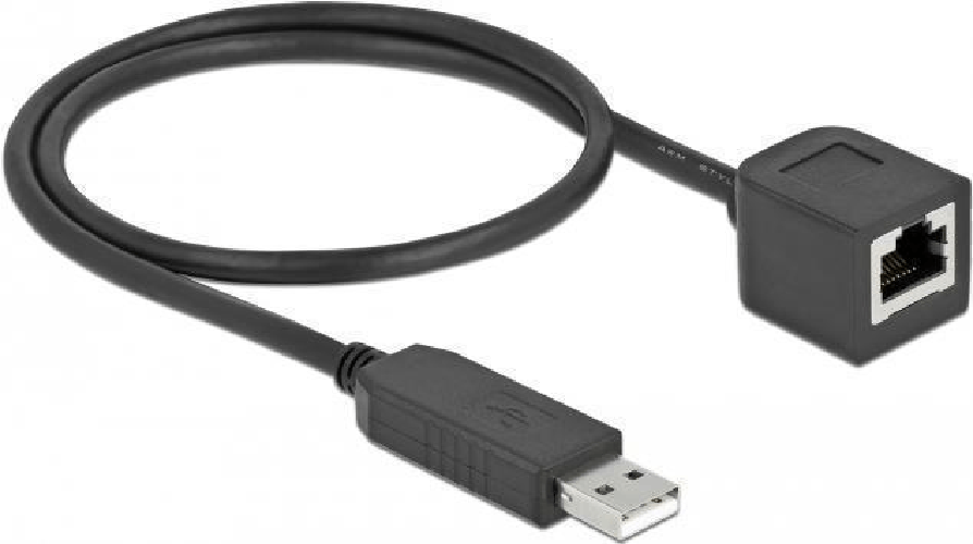 DeLOCK Cavo di connessione seriale con chipset FTDI, USB 2.0 Tipo-A maschio per RS-232 RJ45 femmina 50 cm nero