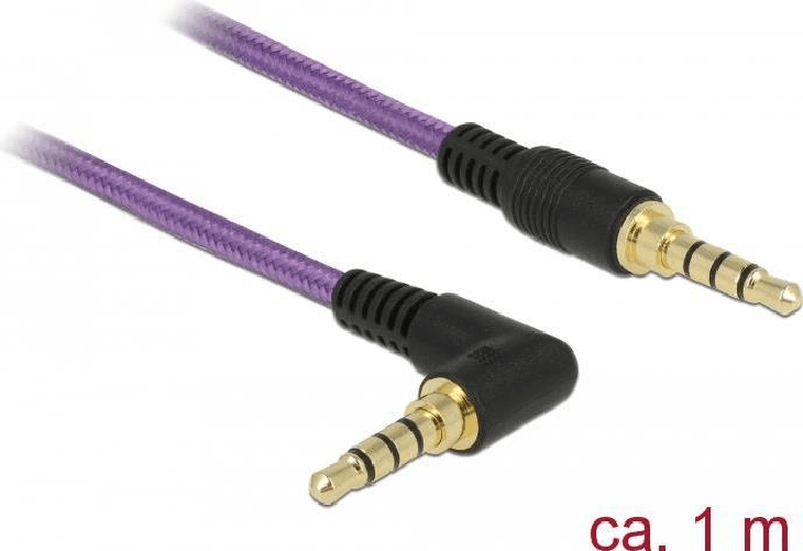 Delock Cavo jack da 35 mm 4 pin maschio maschio angolato 1 m viola DeLOCK 85611 cavo audio 1 m 3.5mm Viola