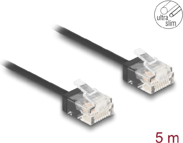 Delock Cavo di rete RJ45 Cat.6 UTP Ultra Slim da 5 m nero con connettori corti