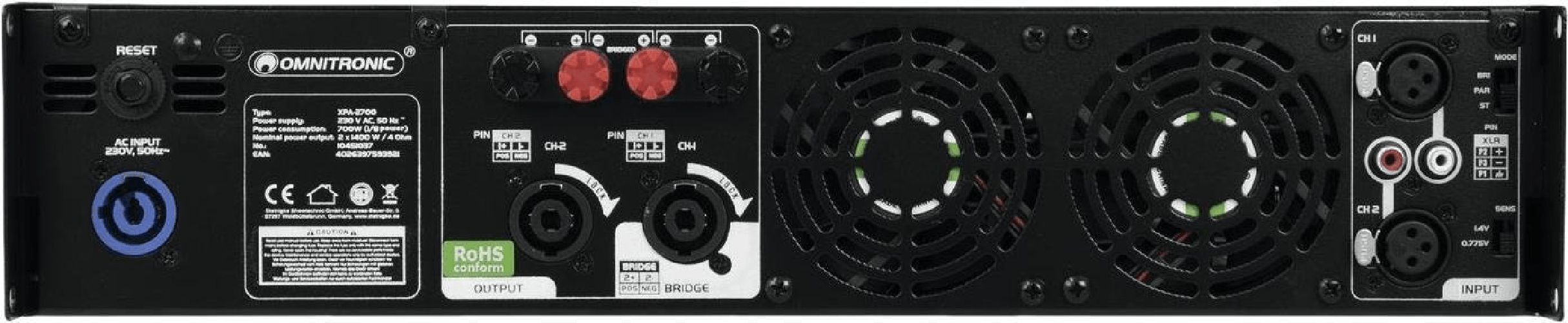Omnitronic XPA-2700 2.1 canali alimentazione/fase nero (10451037)