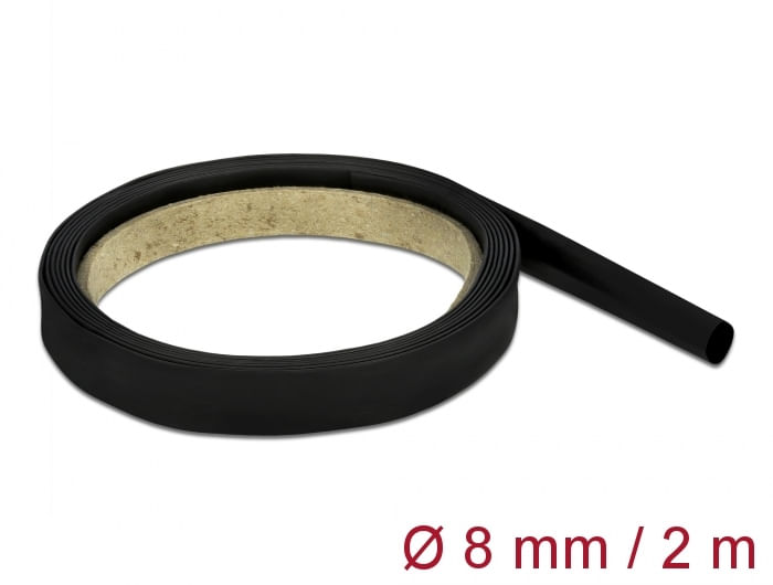 Delock Guaina termorestringente Delock da 2 m x 8 mm con tasso di restringimento 41 nero DeLOCK Tubo termorestringente da 2 m x 8 mm Rapporto di restr