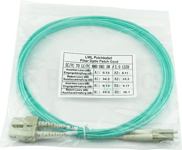 BlueOptics SFP3132EU1MK Cavo in fibra ottica 1 m LC SC OM3 colore acqua (SFP3132EU1MK)