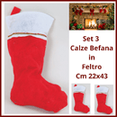 Natale  Calza befana rossa set 3 calze decorazioni natalizie in feltro regali di natale addobbi natalizi