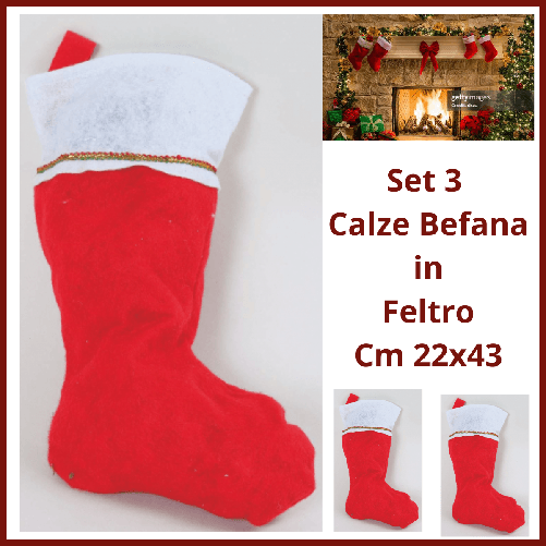 Natale Calza befana rossa set 3 calze decorazioni natalizie in feltro regali di natale addobbi natalizi