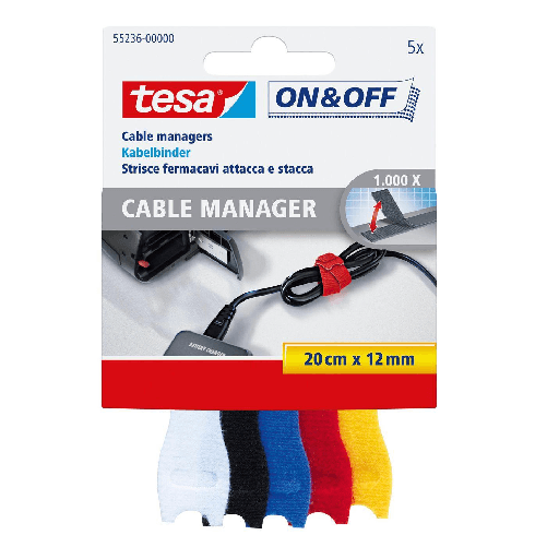 Beiersdorf TESA On & Off fascetta Nero, Blu, Rosso, Bianco, Giallo 5 pz TESA On & Off fascetta Nero, Blu, Rosso, Bianco, Giallo 5 pz