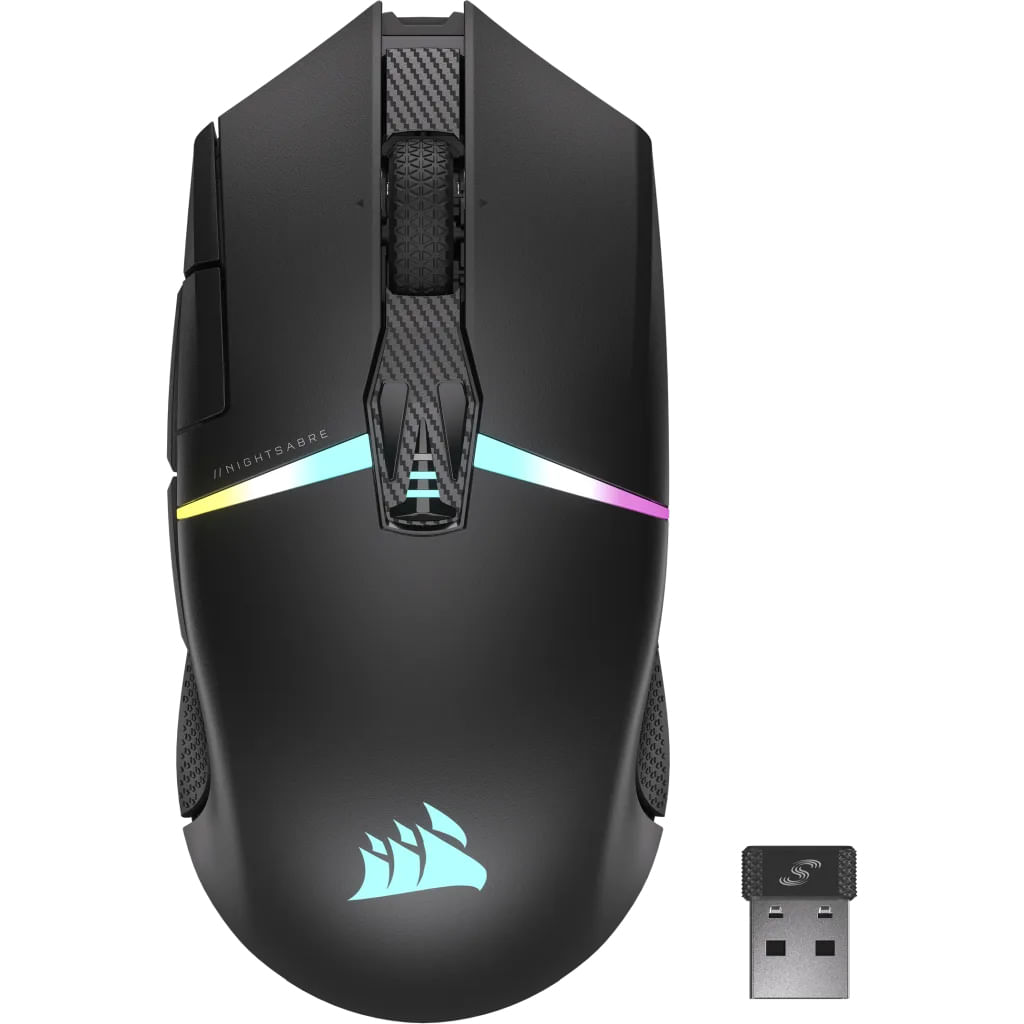 Corsair CH-931B011-EU mouse Mano destra RF senza fili Bluetooth Ottico 26000 DPI (CORSAIR NIGHT SABRE W/L GAMING MOUSE) Corsair CH-931B011-EU mouse G