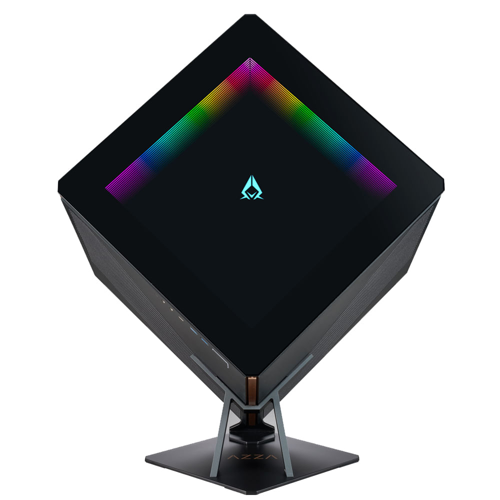 Azzatek AZZA Regis 902 Gaming Design ATX Tower telaio in alluminio con finestra in vetro RGB Azza Regis Cubo Nero, Oro, Grigio
