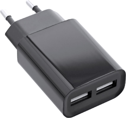 InLine Caricatore USB DUO - Alimentatore 2 volte - da 100-240 V a 5 V-21 A - nero InLine Alimentatore USB 100-240VAC, Out: 2x USB 5V/2100mA, nero
