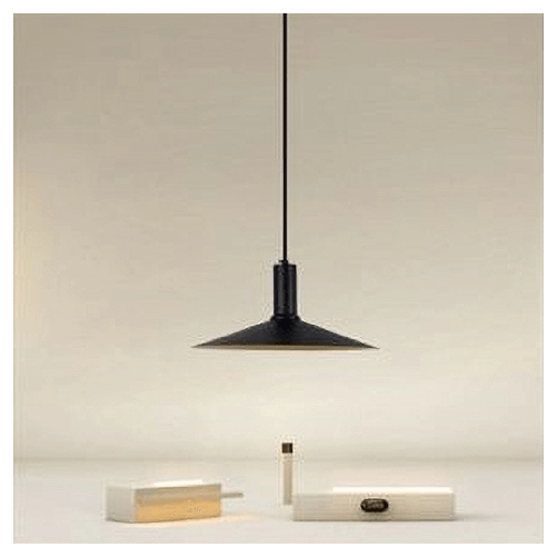 Trade Shop Traesio-lampadario A Sospensione Moderno Con Paralume Conico In Ferro Nero Oro E27 33818 -