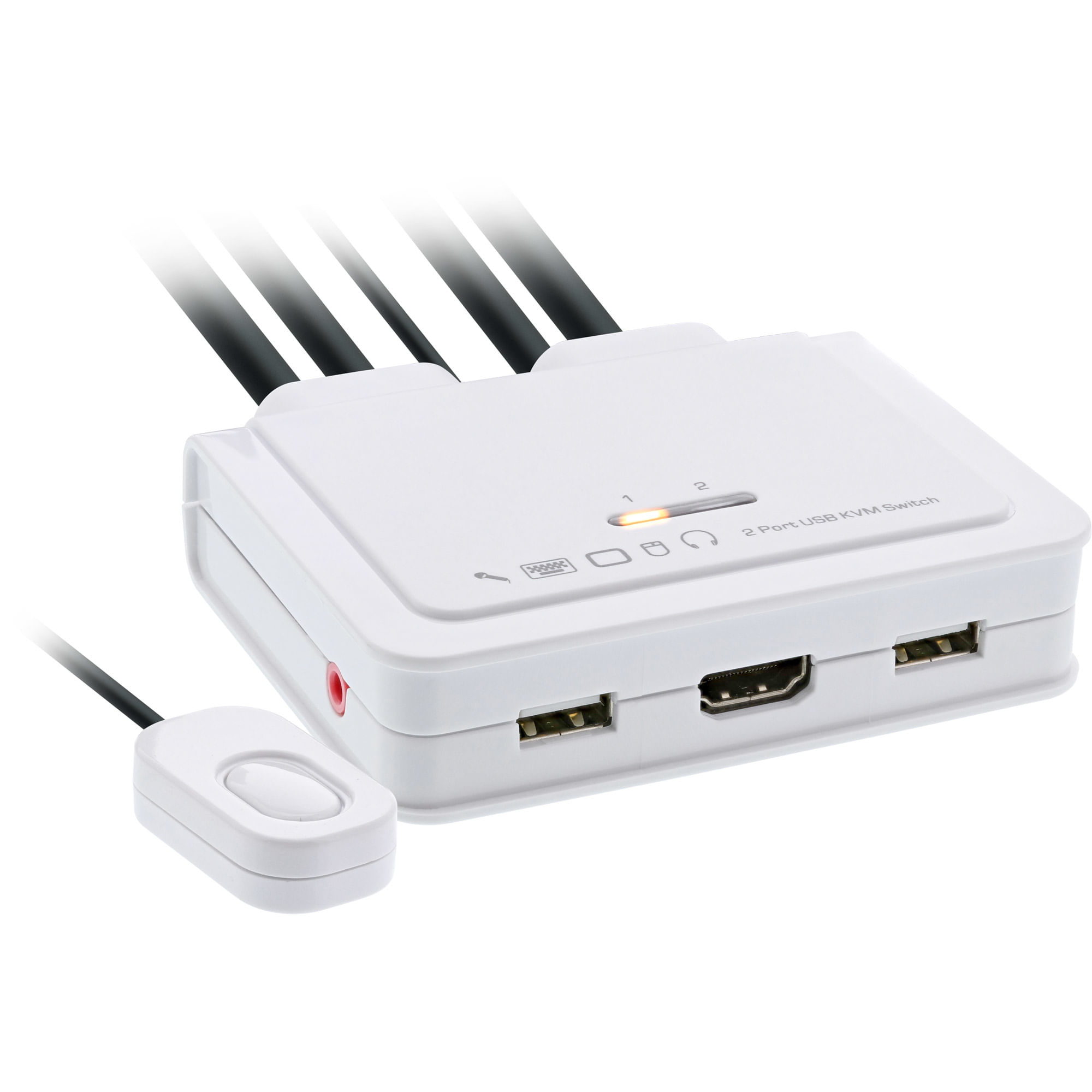 InLine Switch KVM - 2 vie - USB-C HDMI a HDMI - 4K - con audio - cavo integrato InLine KVM Switch, 2 porte, USB-C + HDMI, 4K Ultra HD, Audio, all-in-