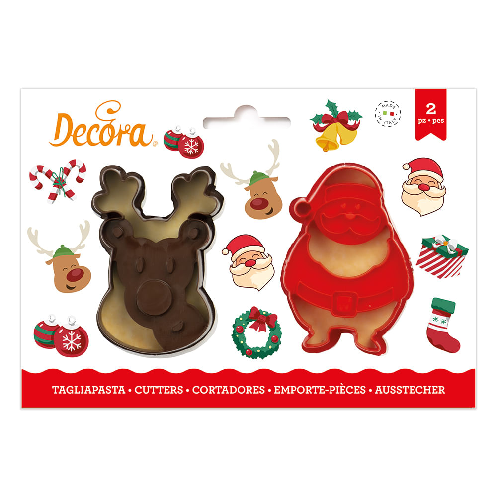 Decora Set di tagliabiscotti - Babbo Natale e renna Decora Ausstechset Rentier Marrone, Rosso