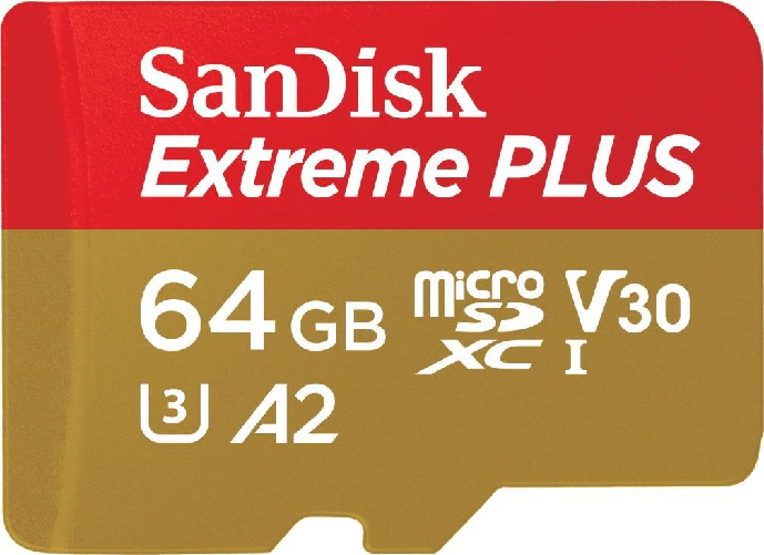 Sandisk EXTREME PLUS MICROSDXC 64GBSD - ADAPTER 200MB/S 90MB/S A2 C10 V3 SanDisk Extreme PLUS 64 GB MicroSDXC Classe 10