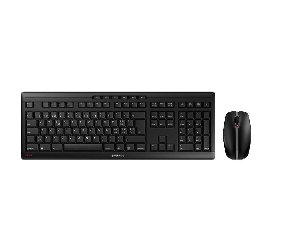 CHERRY Stream Desktop Recharge tastiera Mouse incluso Universale RF Wireless QWERTZ Svizzere Nero