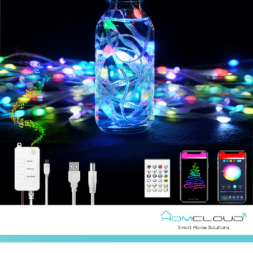 Corda in PVC di Luci Decorative Smart OUTDOOR Wi-Fi + Bluetooth 10M IP65