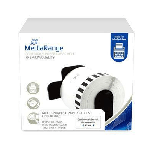 MediaRange MRBDK22205 etichetta per stampante Bianco Etichetta per stampante non adesiva (Continuous Paper Label For - L MediaRange MRBDK22205 etichet