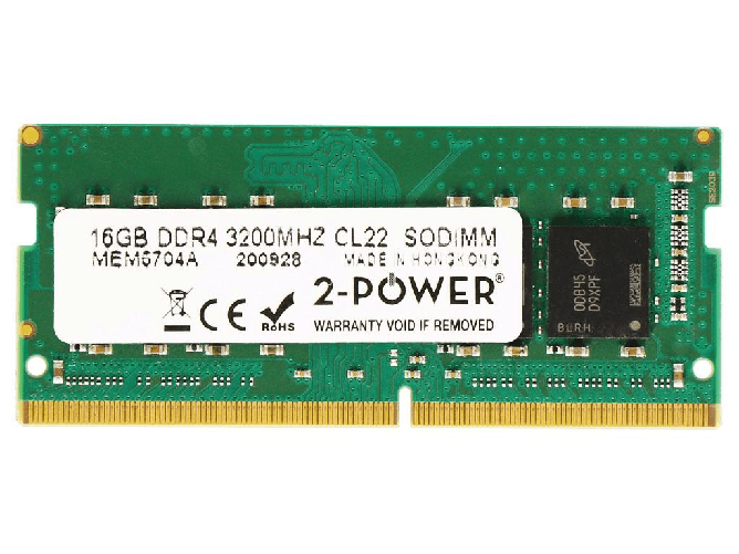 2Power 2-Power MEM5704A memoria 16 GB 1 x 16 GB DDR4 3200 MHz 2-Power MEM5704A memoria 16 GB 1 x 16 GB DDR4 3200 MHz
