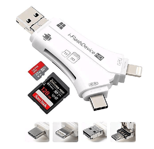 CoreParts MMUSB-UNI-ADAPTER unit flash USB Bianco (Universal USB Adapter - Lightning/Micro USB/Type-C - Support upto 12 CoreParts MMUSB-UNI-ADAPTER u