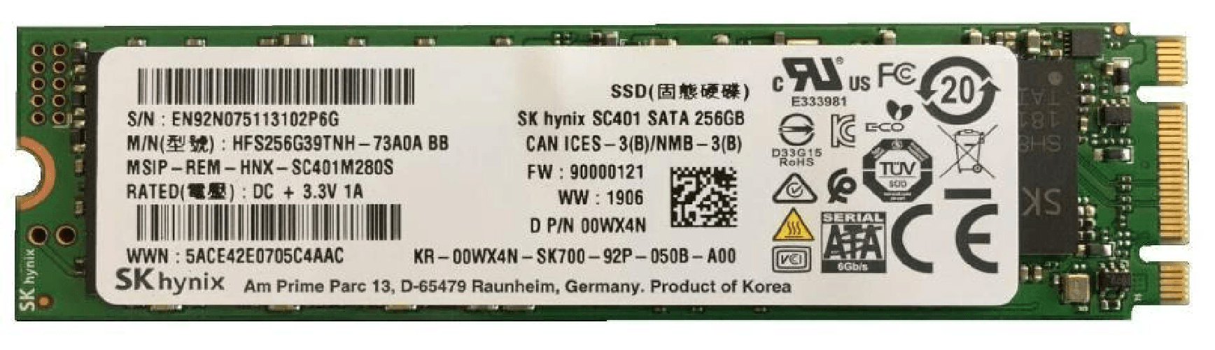 DELL FP0FC drives allo stato solido M.2 256 GB Serial ATA III (256GB SSD SATA3 M.2 - 22mm/80mm/2.15mm X600 - Class 20 0W DELL FP0FC drives allo stato