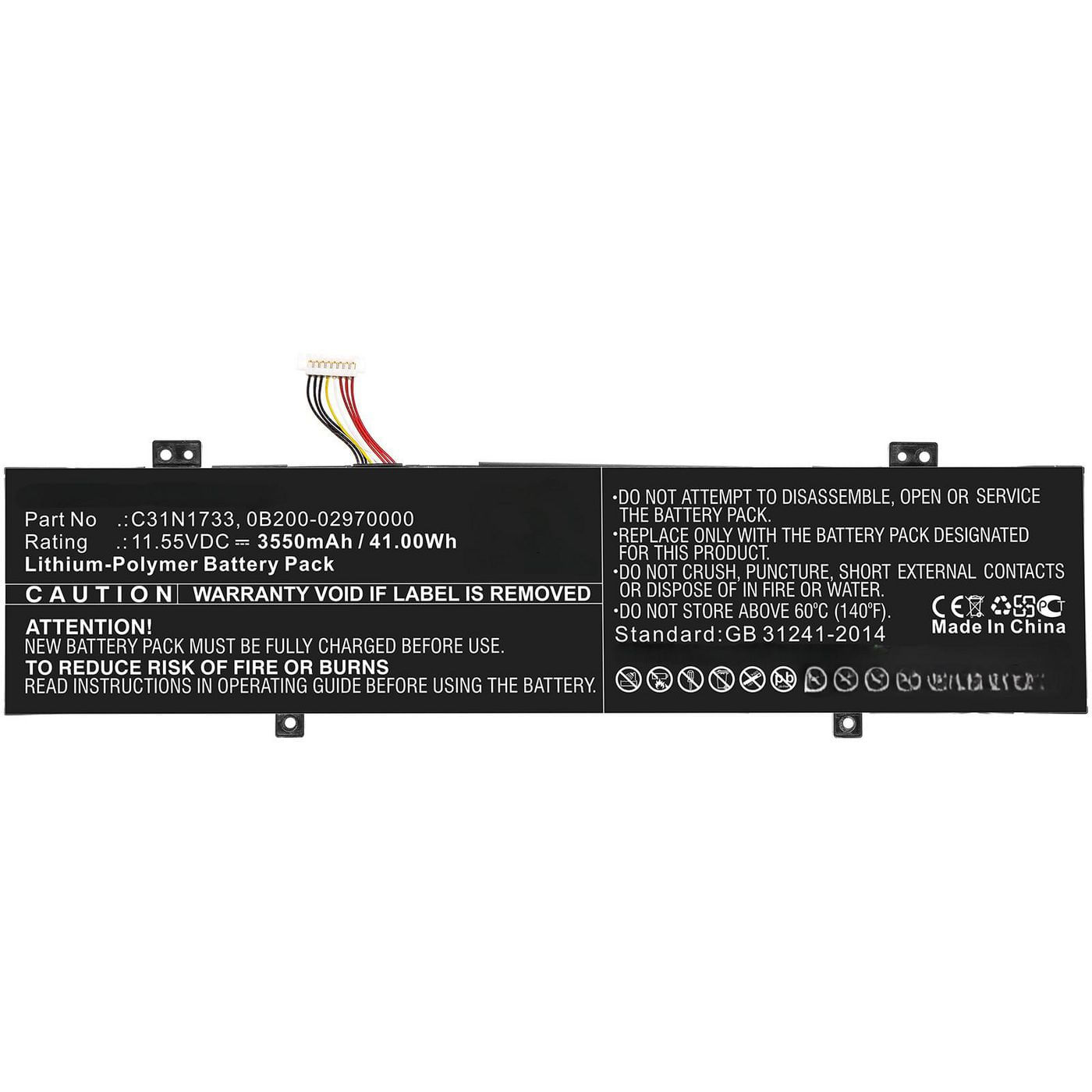 CoreParts MBXAS-BA0267 ricambio per laptop Batteria (Laptop Battery for Asus - 41.00Wh Li-Polymer 11.55V - 3550mAh for A CoreParts MBXAS-BA0267 ricamb