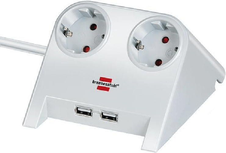 Brennenstuhl Multipresa con 2 Prese senza Interruttore Brennenstuhl 1153520222 3600 W USB x 2 Centrotavolo (1,8 m) Brennenstuhl 1153520222 prolunghe e
