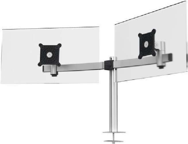 DURABLE_ Supporto per monitor doppio 100x100 -8kg 21-27"/argento/alto/inclinabile/ruota/girevole