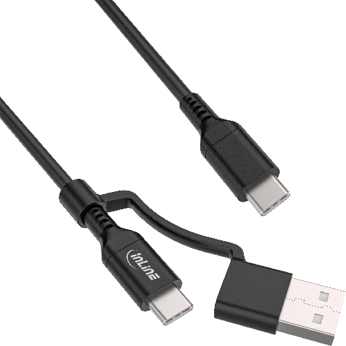 InLine Cavo USB-C 2 in 1 adattatore USB-A - USB 2.0 - 100 W - TPE - nero - 1 m - 1 m - USB C - USB C - USB 2 InLine Cavo 2-in-1 USB-C + adattatore US