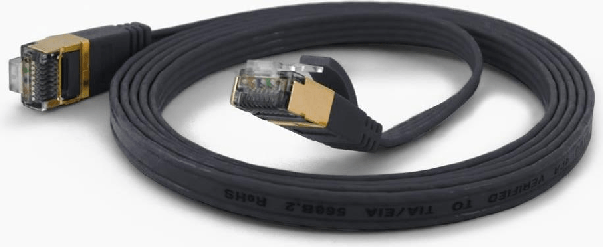 Wantec Flaches CAT6A FTP Patchkabel - 0,1 m - Cat6a - F/UTP (FTP) - RJ-45 - RJ-45 - Schwarz (7085)