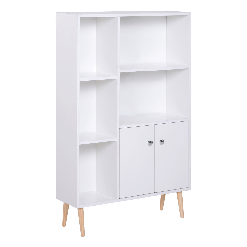 HOMCOM Mobiletto Libreria con Piedini in Legno di Pino Bianco 80 x 23.5 x 123cm