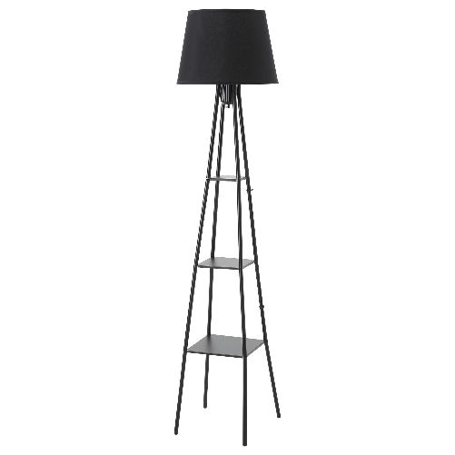 HOMCOM Lampada da Terra di Design con 3 Mensole e Interruttore a Pedale, Attacco E27 e Struttura in Metallo, 35x35x173cm - Nero