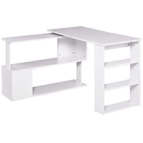 HOMCOM Scrivania ad Angolo con 5 Ripiani, 120 x 100 x 74.5cm, Bianca