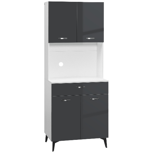 HOMCOM Credenza Moderna con 2 Armadietti e Cassetto, Piano per Microonde e Mensole, 70x42x177cm