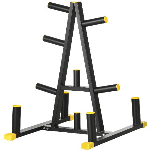 SPORTNOW Rastrelliera Pesi e Bilancieri in Acciaio e PP per Dischi con Diametro da 5 cm, 85.5x70x96 cm, Nera