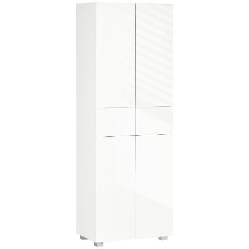 HOMCOM Dispensa Cucina con 4 Ante, 3 Ripiani Regolabili e Mensole a 5 Livelli in MDF e Truciolato, 60x35x170 cm, Bianco