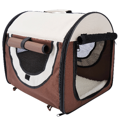 PawHut Trasportino Gabbia da Trasporto per Cani Gatti e Animali Domestici Pieghevole 61x46x51cm caffè