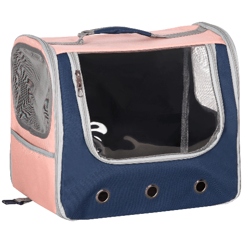 PawHut Trasportino per Cani Taglia XS, Zaino per Cani con Design a 3 Entrate e Finestre a Rete, 42x30x36 cm