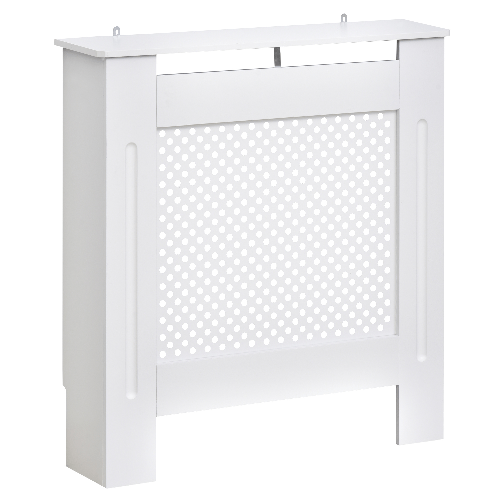 HOMCOM Copritermosifone in Legno a Griglia Bianco, 78x82x19cm