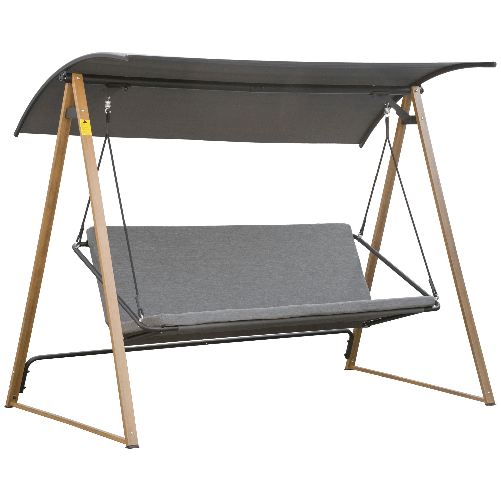 Outsunny Dondolo da giardino 3 posti con Tettuccio regolabile in acciaio, 224x133x173cm, grigio