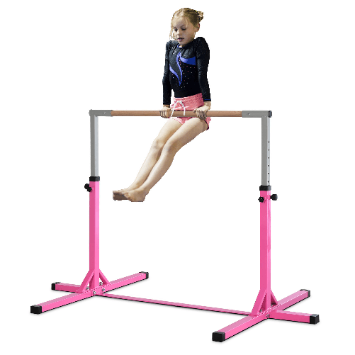 HOMCOM Sbarra per Ginnastica Artistica o Danza Classica Regolabile in Altezza (92-150 cm) per Bambini Max. 75 kg, Rosa
