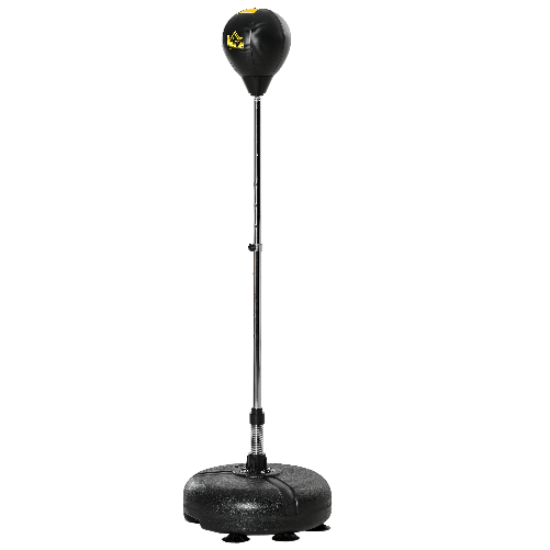 HOMCOM Sacco da Boxe ad Altezza Regolabile, Guanti Inclusi, in PE e Metallo, 45x45x133-151cm, Oro