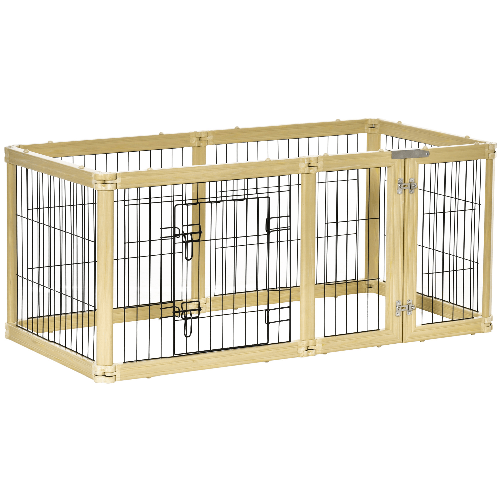 PawHut Box per Cani, Recinto per Animali, 6 Pannelli con Porta e Doppi Fermi, 70x62cm