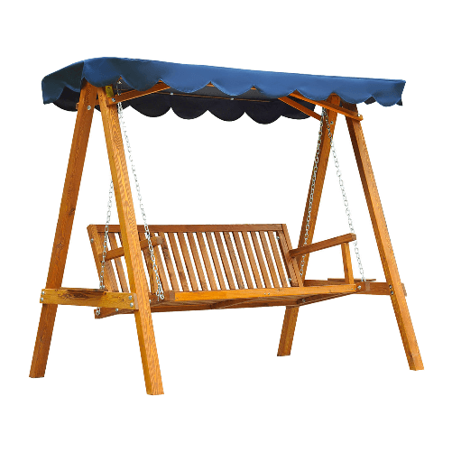 Outsunny Dondolo da Giardino 3 Posti in Legno con Baldacchino 200x 130x 185cm