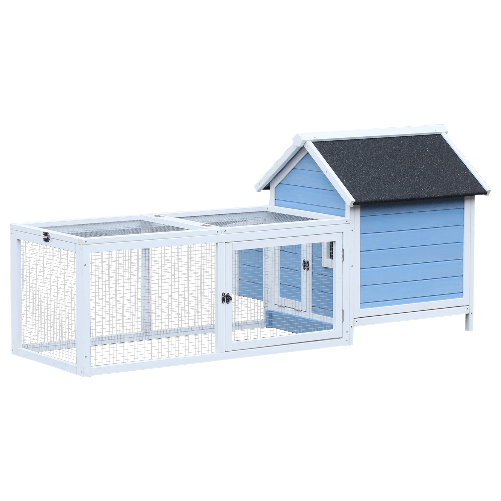 PawHut Gabbia per Galline Ovaiole con Zona Corsa e Vassoio di Nidificazione Rimovibile, Pollaio da Giardino in Legno con Tetto Impermeabile, 180x91x79