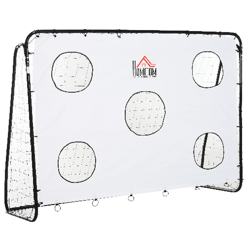 HOMCOM Porta da Calcio per Bambini e Adulti Rete in PE in Metallo Oxford Bianco Nero