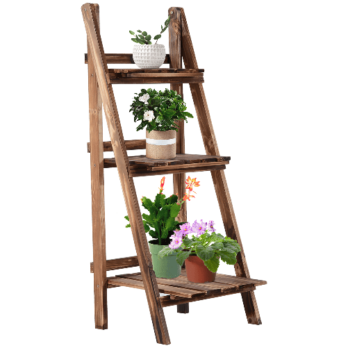 Outsunny Portapiante Pieghevole Portavasi in Legno di Abete con 3 Livelli Scaffale da Esterno per Piante Portafiori 100x37x93cm Outsunny Portapiante P
