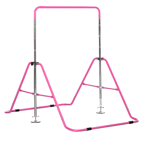 HOMCOM Sbarra per Trazioni per Bambini 3-8 Anni, 4 Altezze Regolabili e Struttura in Acciaio, 148x105x88-128 cm, Rosa