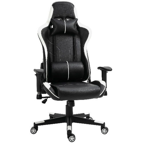 Vinsetto Poltrona Gaming con Altezza e Schienale Regolabile Sedia da Ufficio Nera e Bianca