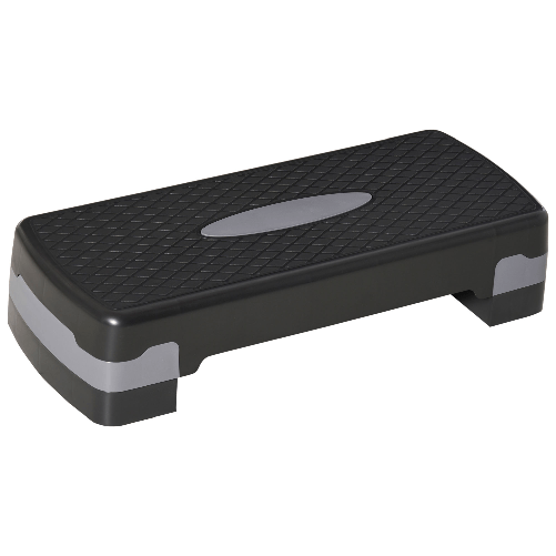 HOMCOM Step Fitness per Allenamento a Casa e Palestra, in PP con Altezza Regolabile 10cm e 15cm, 68x29cm Nero e Grigio